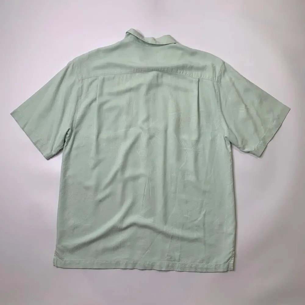Tommy Bahama Shirt Mens L Large Mint Bedarra Garden Camp Silk Jacquard Floral